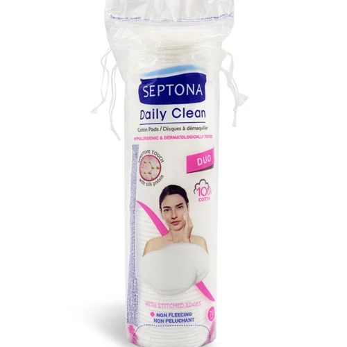 پد پاک کننده آرایش پنبه‌ای دو طرفه Septona سپتونا 100 عددی مناسب پوست های حساس